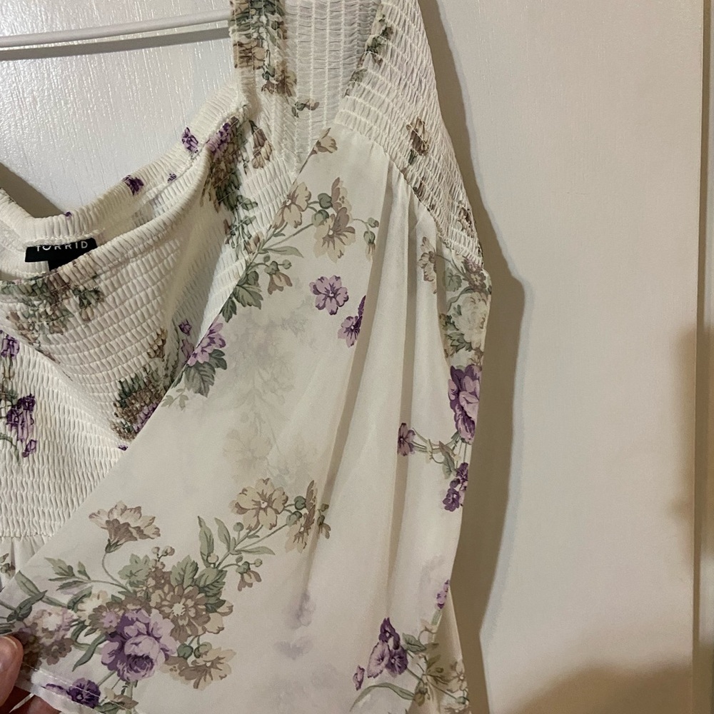 torrid White Maxi Dress with Purple Floral Accents size 1 - Picture 4 of 7